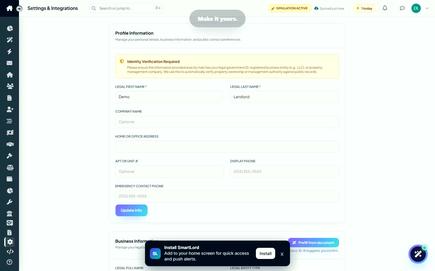 Poster for Settings & profile