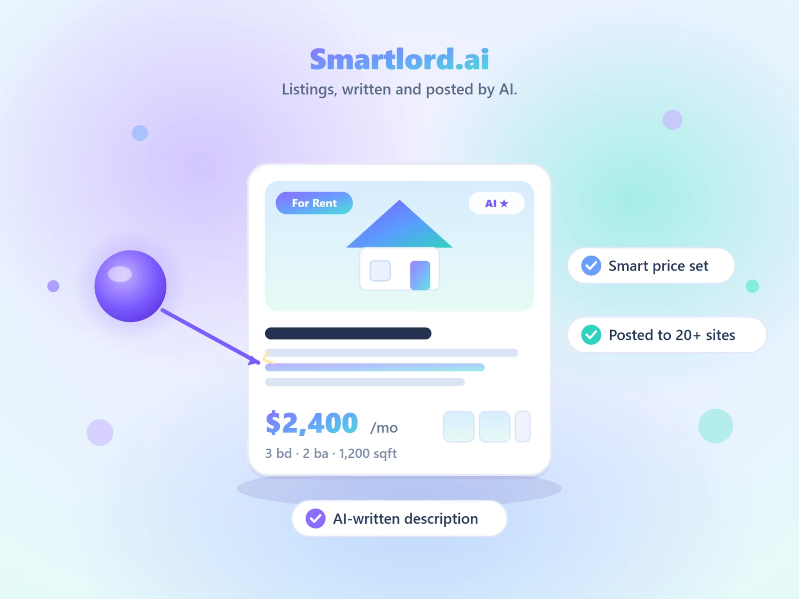 Rentari AI listing: an AI-written, smartly priced listing posted across sites