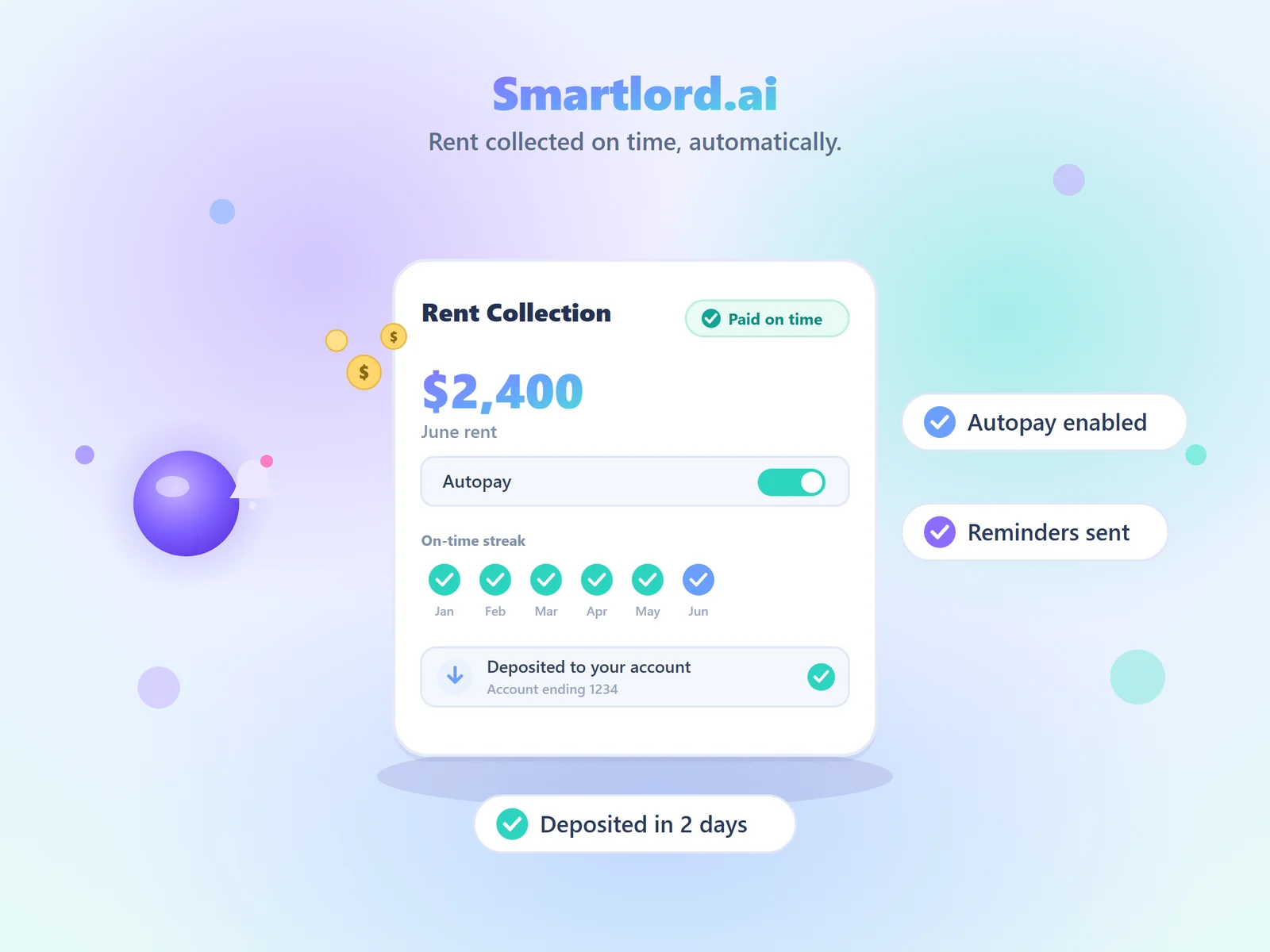 Rentari AI rent collection: automatic on-time rent and deposits